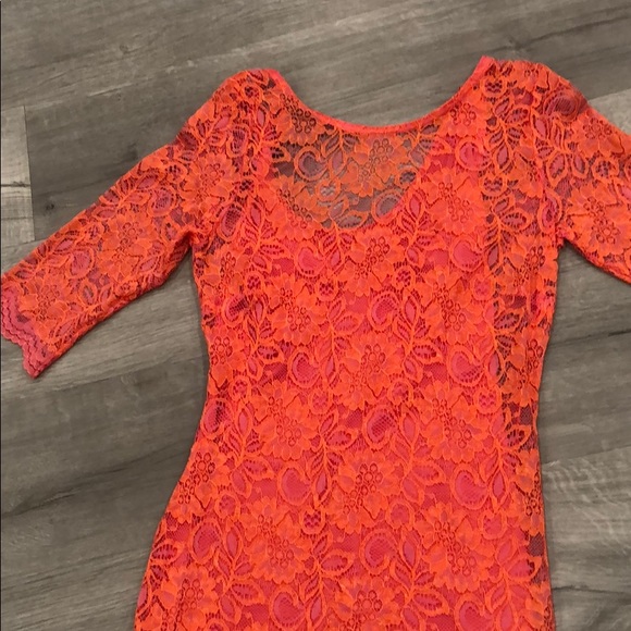 BEC n BRIDGE Lace Dress in Coral - Picture 4 of 10